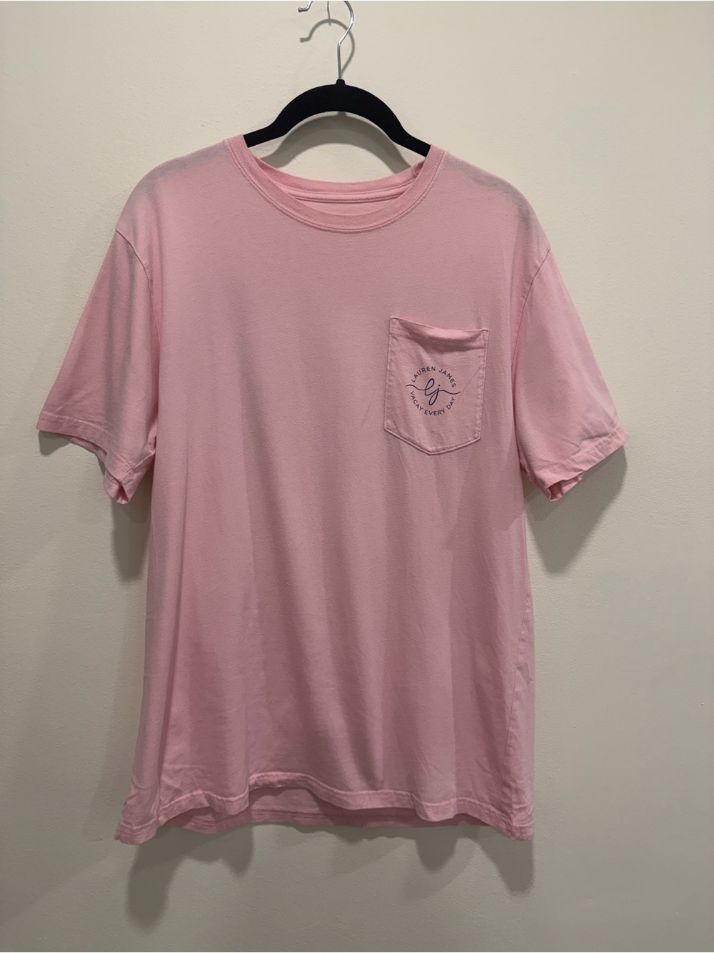 Lauren James Pink Graphic Pocket Tee Floral American Flag Shirt T-Shirt